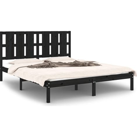 Maison Exclusive - Massivholzbett Schwarz 150x200 cm