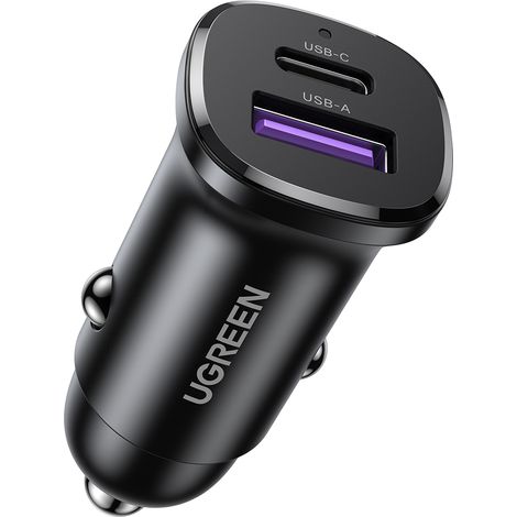 Caricabatterie per auto USB-C USB-A 30W - Nero (1/5)