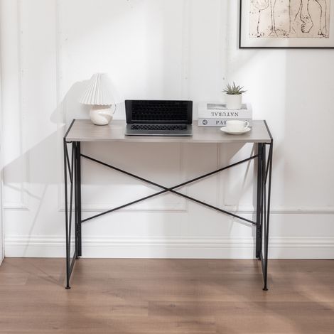 Faltbarer Schreibtisch 99x50 cm, klappbarer Computertisch ohne Montage, platzsparender Homeoffice-Tisch, MDF wasserfest, multifunktional für Büro Wohnzimmer Picknick