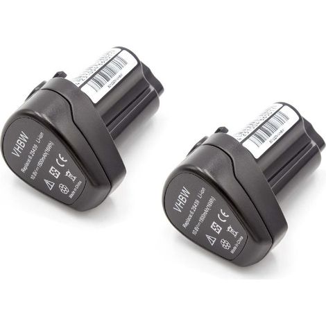 vhbw 2x batería compatible con Metabo PowerMaxx SB Basic, PowerMaxx SLA LED, PowerMaxx SSD herramienta (1500 mAh, Li-Ion, 10,8 V)