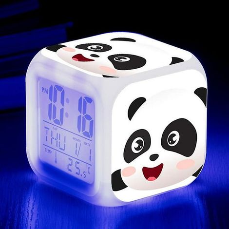 Réveil Panda LED changeant de couleur, horloge carrée créative pour étudiant, cadeau original, style 4