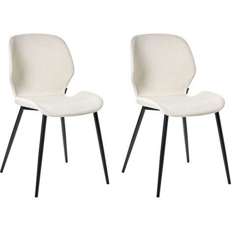 Set moderno di 2 sedie da conferenza con imbottitura in poliestere e gambe in ferro, mobili da ufficio beige chiaro Holland