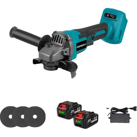 Meuleuse d'angle, moteur sans balais, vitesse variable, 2x ensemble de batteries (1/2)