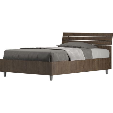 Letto 1 Piazza e Mezzo 120x190 cm Senza Rete Ankel Testata Doghe Inclinata Noce (1/5)