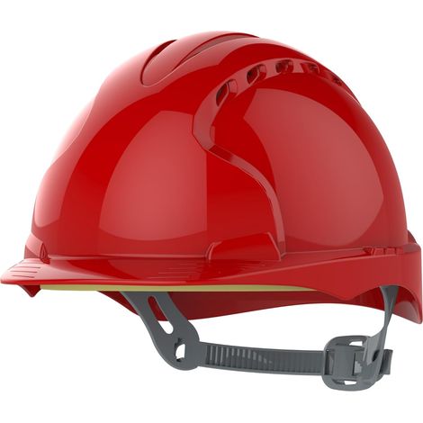 Casque de sécurité avec harnais réglable à cliquet coulissant - Respirant - Casques de sécurité pour le bâtiment, la construction et les chantiers - Rouge Triple nervure respirante