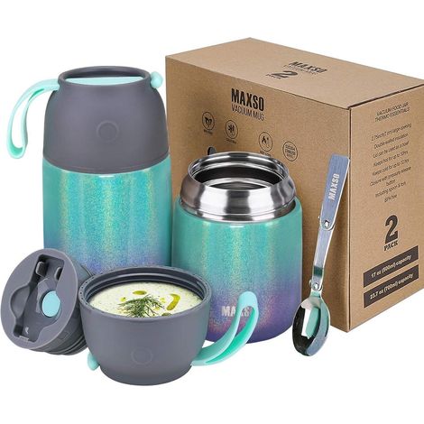 Thermobehälter 500ml 700ml Edelstahl Regenbogenfarben 500 ml + 700 ml (1/5)