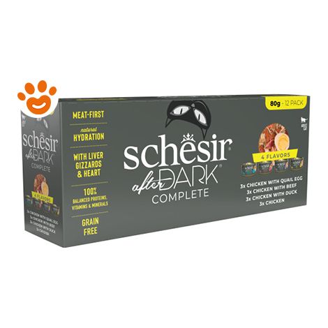 Schesir Cat After Dark Complete Filetti in Brodo Multipack da 4 Gusti - Schesir Cat After Dark Complete Filetti in Brodo Multipack da 4 Gusti - Confezione Da 12x80 Gr