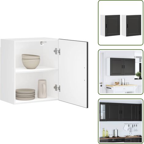 Küchen-Hängeschränke 2 Stk. Porto Schwarz Holzwerkstoff - Küchen-Wandschrank - Küchen-Wandschränke - Wandschrank Küche - Küchenschrank (1/5)