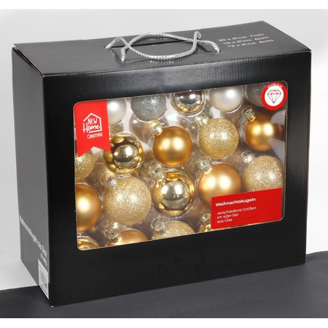 Glas-Weihnachtsbaumkugeln 42er-Set versch. Größen Baumschmuck Baumdeko Anhänger (1/5)