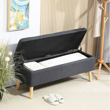 Banc de rangement rembourré 110 x 39 x 45 cm, assise relevable, gris foncé HAVRYA (1/5)