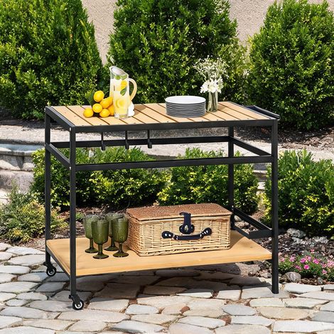 Servante de jardin en bois et acier avec 2 étagères et 3 (1/5)