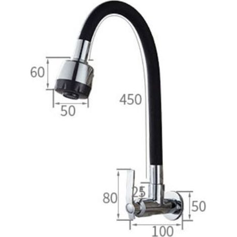 Brass 360° Rotating Single-Cold Kitchen Faucet for Household Sinks, Dishwashers, and Laundry Basins - Splash-Proof Brass 360° Rotating Single-Cold Horizontal Type