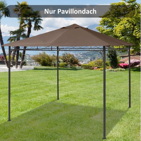 Toile de remplacement pour pavillon 2,98 x 2,95 m, tissu déperlant respirant avec 8 œillets d’évacuation, couleur café, pour jardin et terrasse  CHICFURN (1/5)