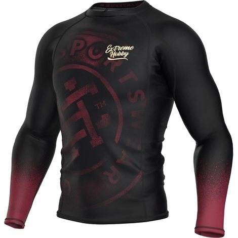 Herren-Langarm-Rashguard mit Abzeichen, XL, Khaki