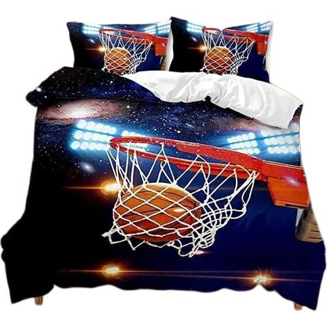 Housse de couette 3D joueur de basket-ball, 140 x 200 cm, multicolore, synthétique, douce et respirante (1/5)