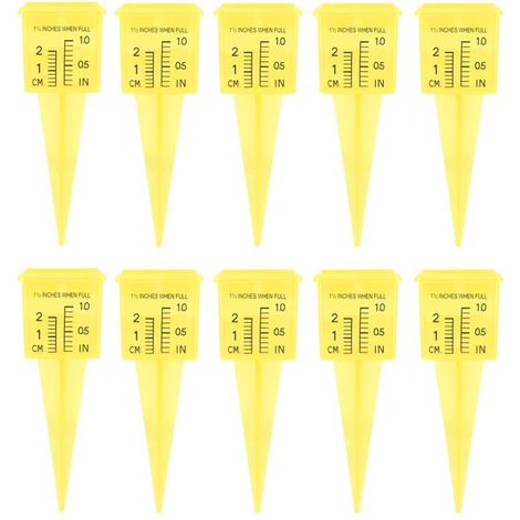 Los 10 digitale Regenmesser aus gelbem ABS mit 3,8 cm für Terrasse und Rasen
