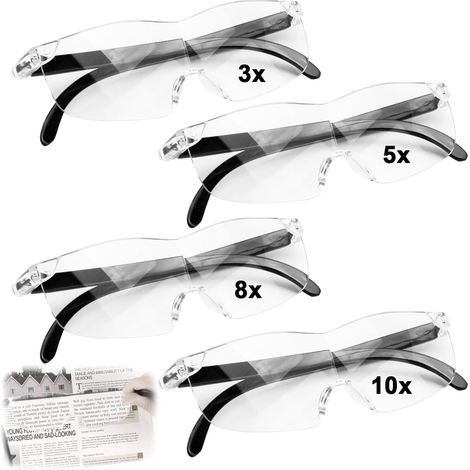 4 Lunette Loupe, TR90, 300% 500% 800% 1000%, Sans Bordure, Lecture Réparation Bijouterie