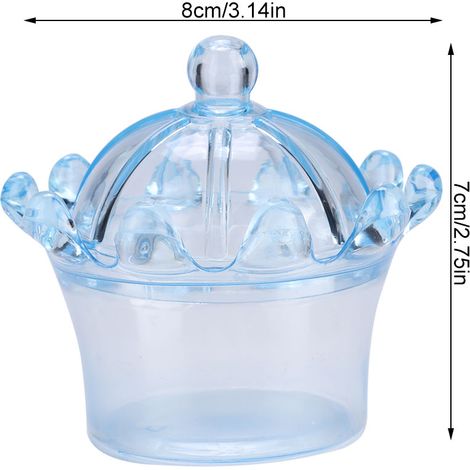 12 Sacs Cadeaux Transparents Couronne Boîte Plastique Bonbon Fête Chocolat Boîtes (Bleu) (1/5)