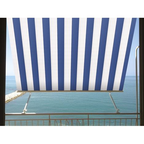 TENDA SOLE CADUTA 2,5X2,5 MT SENZA CASSONETTO BRACCI BIANCA BLU BALCONE 515