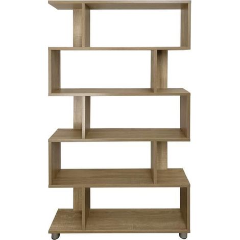 Bibliothéque Meuble étagère coloris chêne - Longueur 90 x profondeur 20 x Hauteur 156 cm. (1/3)