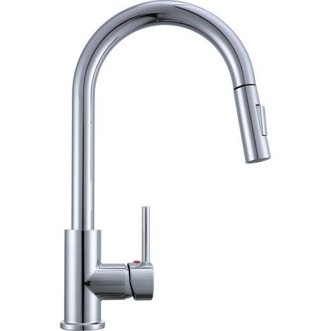 AICA Küchenarmatur mit 2 Strahlarten Ausziehbarer Sprayer Hochwertiger Messingkern Mischbatterie Chrom Spülhahn