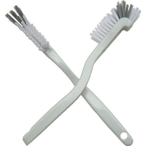 2 pièces Brosse à vaisselle, brosse de nettoyage de cuisine, brosse à lait, brosse à récurer pour salle de bain, brosse à carrelage d'angle pour évier avec poils durs (blanc) (1/5)