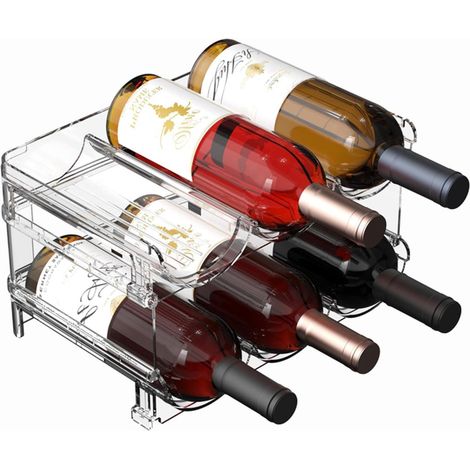 Casier à vin empilable - Organisateur de réfrigérateur - Lot de 2 - PET - Transparent (1/5)