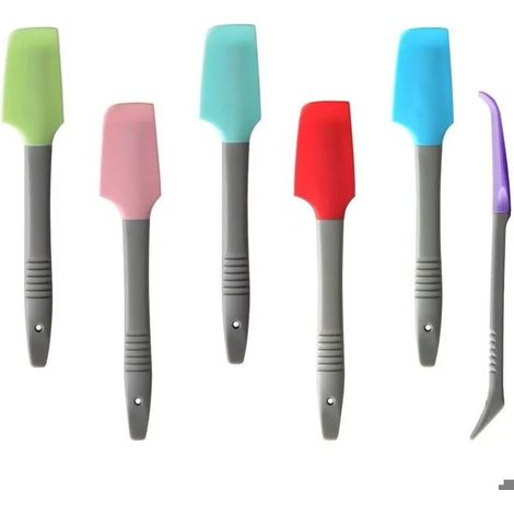 Mini-spatules en silicone, spatules courbes, spatules pour bocaux de cuisine, cuillères à conserves, ensemble de 6 pièces (1/4)