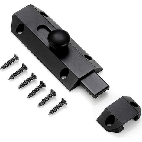 1 Loquet de verrouillage de sécurité avec targette en laiton épais pur, loquet de portail ultra résistant, noir