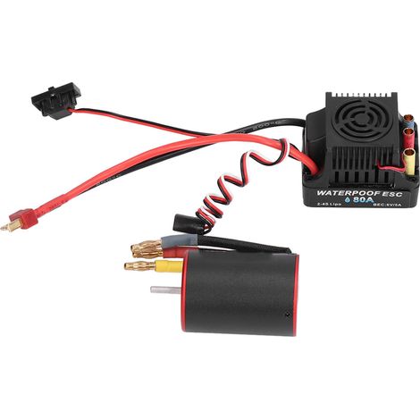 Moteur brushless 3650 3100KV, variateur électronique de vitesse (ESC) 80A, câble court pour voiture RC 1/8 et 1/10 (1/5)