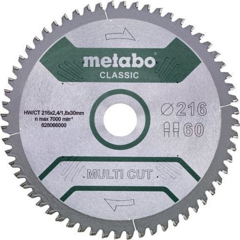 Kreissägeblatt multi cut classic D216xDicke 2,4xBohrung30mm Z.60 HW/CT FZ/TZ