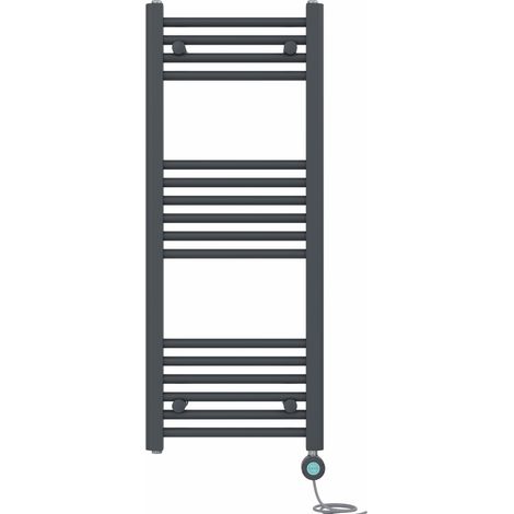 Pre-filled Bathroom Straight Electric Heated Towel Rail Radiator Thermostatic 1000x400mm Anthracite