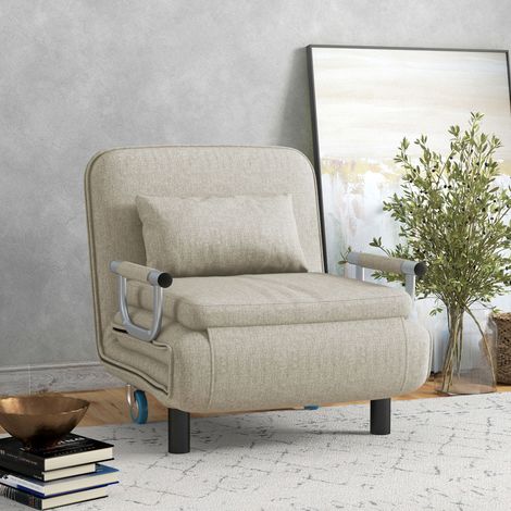 Fauteuil-lit pliant. Fauteuil pliant 3 en 1 avec dossier réglable. Pour chambres et chambres d'amis. Gris. (1/5)