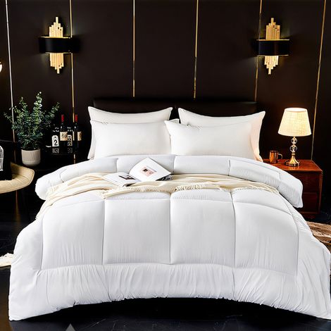 Couette Quilt - 150 x 200 cm - Polyester Rembourré - Lavable En Machine - Pour Toutes Les Saisons - Blanc - 1 Pièce (1/5)