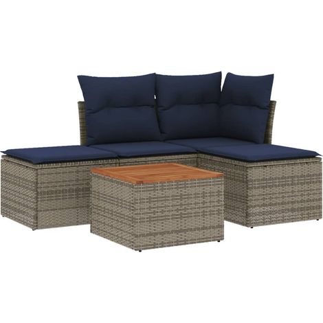 Maison Exclusive - 5-teiliges Gartensofa-Set mit Kissen, grau, Po