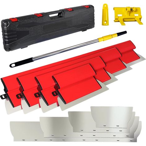 Kit de spatules en acier inoxydable - 0,38 mm et 0,5 mm d'épaisseur - 80 cm / 60 cm / 40 cm / 25 cm - Pour grandes surfaces de travail, décoration murale et construction (1/5)
