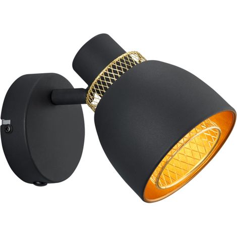 Applique murale Punch R80811032, métal noir mat/doré, sans 1x E14 (1/3)