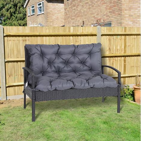 Cuscino per panca da giardino 100 x 98 x 8 cm con schienale, poliestere grigio scuro HAVRYA (1/5)