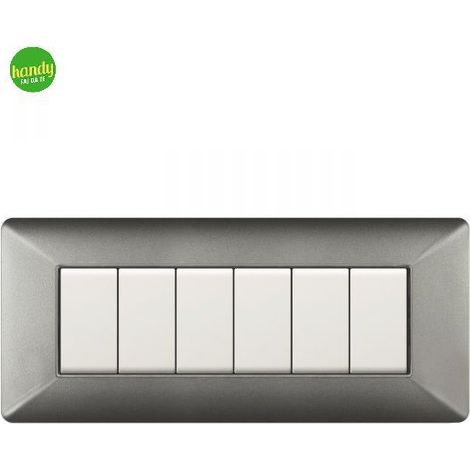 Placca da 6 moduli Easy Elettrocanali in plastica effetto alluminio notte