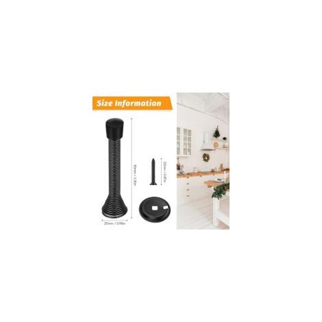10 pezzi Fermaporta a molla da 85 mm con base e viti (nero) - Crezuo