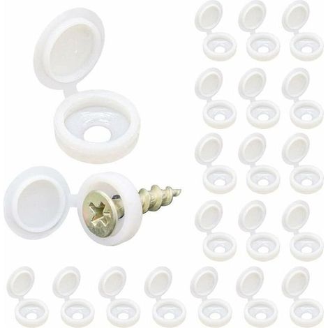 Cache vis en plastique ABS, lot de 100 bouchons blancs, indéchirable et imperméable, protection pour meubles et murs Crezuo (1/4)
