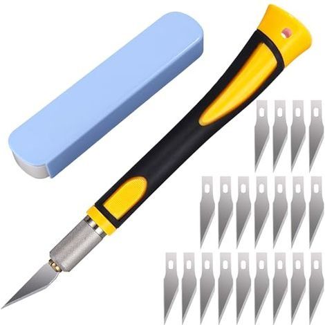 22 Pièces Scalpel avec 20 Lame Scalpel de Antirouille, Cutter de Précision, Scalpel de Découpe, Scalpel Modelisme, Couteaux de Loisirs pour Découpe de Sculpture, Travail d'art Bricolag (1/5)