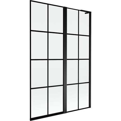 Mexen Mist L paroi de baignoire 2 volets droit 120 x 150 cm, grille noire, noir - 8A9L-120-011-70-77-P (1/5)