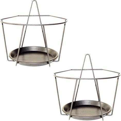 2 supports muraux gris en métal pour pots de fleurs de 22 cm - Supports muraux pour jardinières/jardinières - Décorations de jardin/murales (1/2)