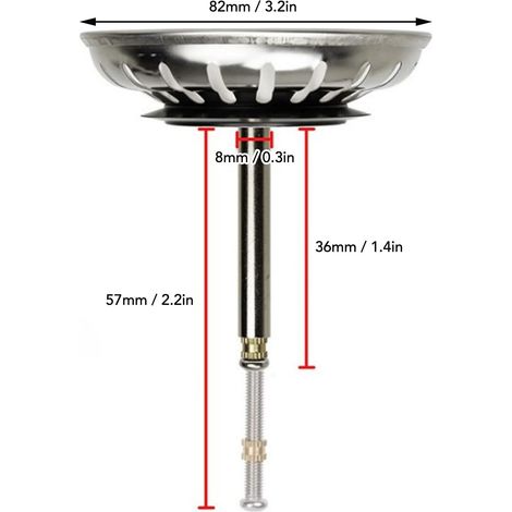 Ortviai Filtre Évier Cuisine Acier Inoxydable 82 mm avec Bouchon Intégré – Panier Filtrant Évolutif pour Évier Standard (1/4)