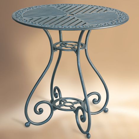 Table de jardin en métal VELADOR  ronde aluminium laqué bleu