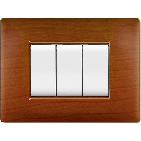 Placca Mylife Q 3 Moduli Legno Chiaro (Elettrocanali Cod. Ecl2883Lc)