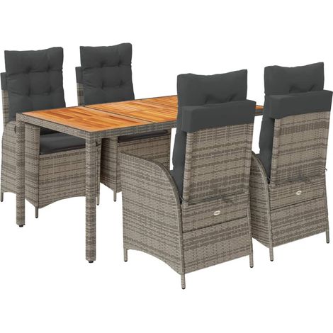 Maison Exclusive - Ensemble à manger de jardin 5 pcs coussins gris résine tressée (1/5)