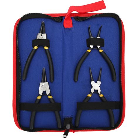 Ensemble de 4 pinces à circlips, pinces à circlips en acier, poignées revêtues de plastique, outils à main anti-oxydation (noires à double articulation de 6 pouces). (1/5)