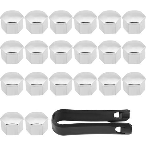 20pcs 17mm Car Wheel Hub Caps Universal Protection Silver (1/5)